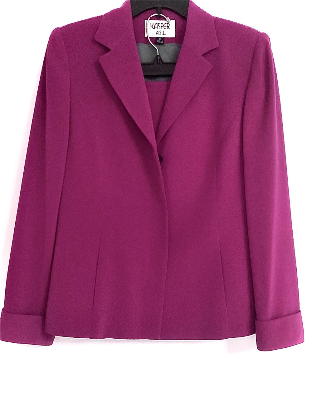 Women's Fuchsia pink shirt suit by 
KASPER A.S.L Blazer has side pockets